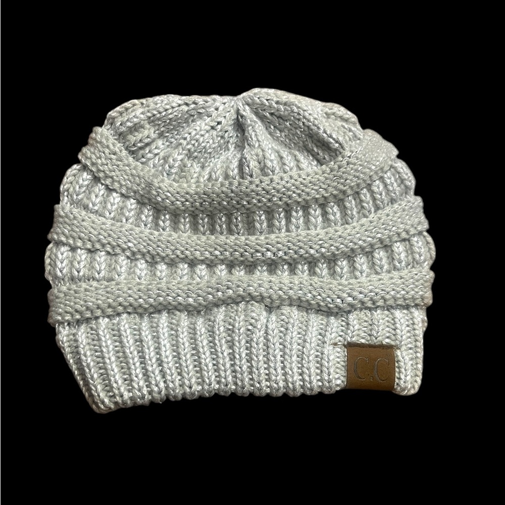 C.C. Silvery gray beanie